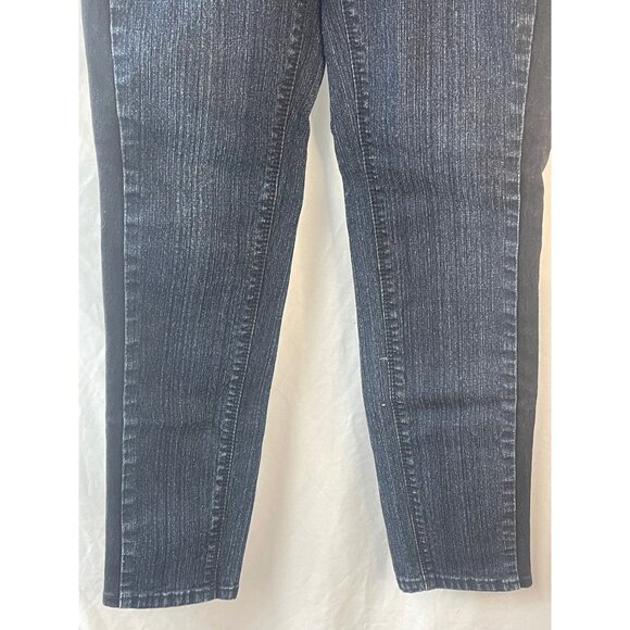 Roz & Ali stretch jeans dark blue wash black stripe down each side cotton READ - Picture 4 of 9